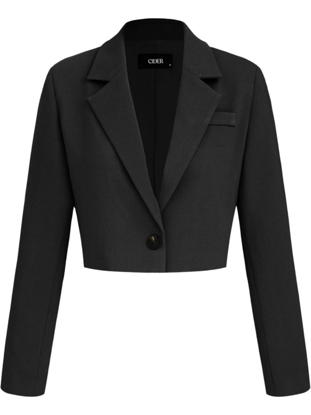 Cropped Women's Blazer - Open Front, Long Sleeve, Business Casual Office Jacket